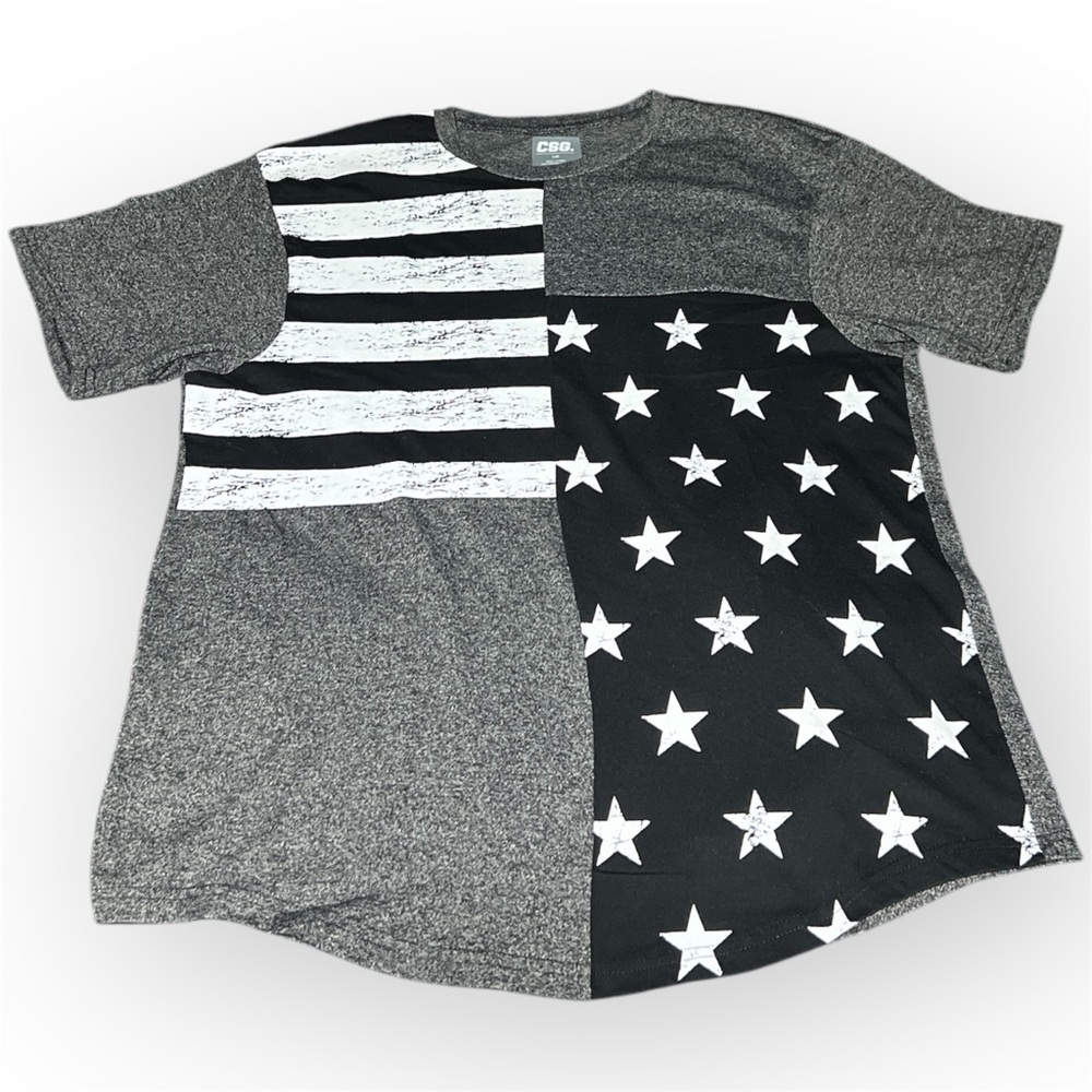 Men’s Gray and Black Flag Star Pattern Shirt Large